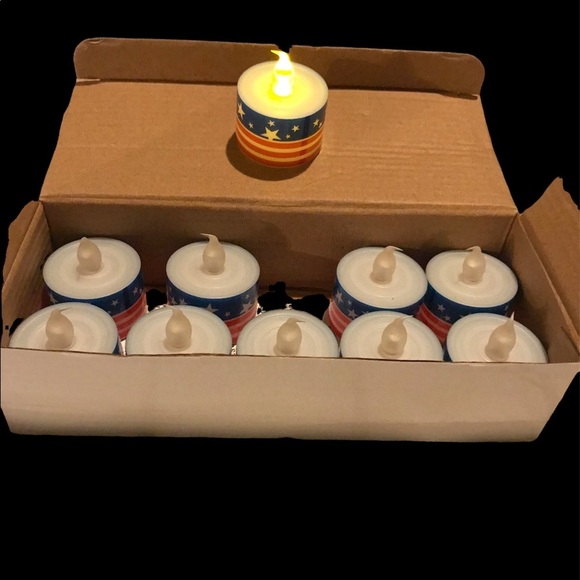 Battery Operated Patriotic Flag LED Tea Light Candles - Picture 1 of 10